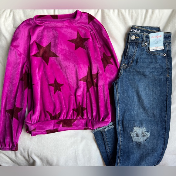 Cat & Jack Other - Pink Star Sweatshirt with long jeans